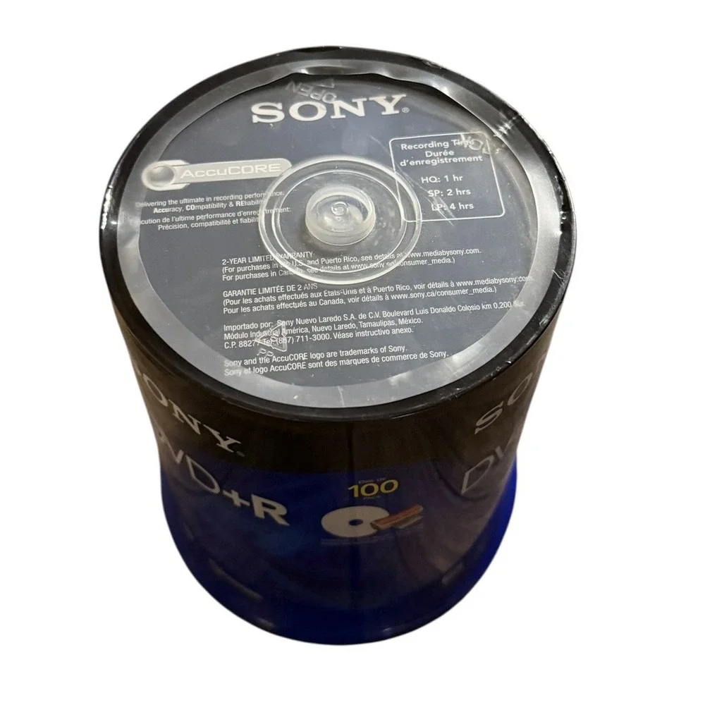 Sony DVD+R 4.7GB‎ 120min 1-16X Recordable Blank Video Discs 100 Pack NEW SEALED